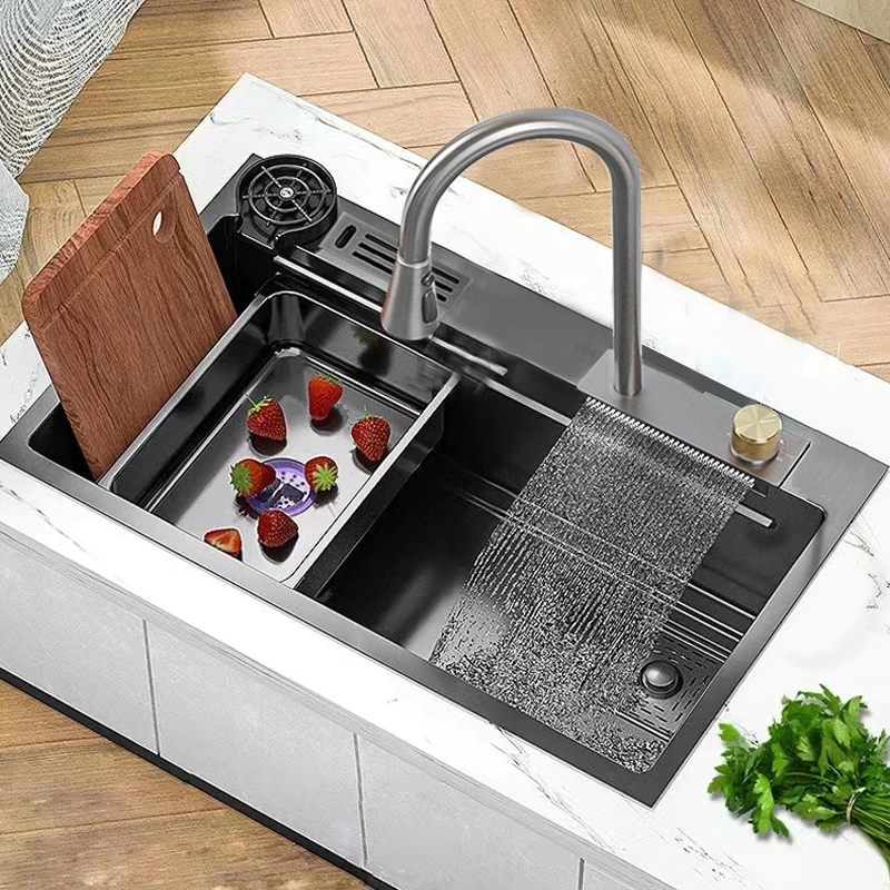 Incrível cuba dupla gourmet de aço inox com Torneira Monocomando e Acessórios